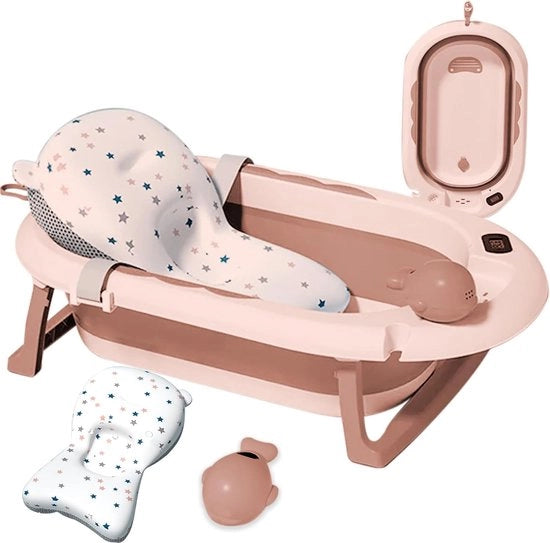 Babybadetto pieghevole con Termometro digitale integrato e trattamento antiscivolo