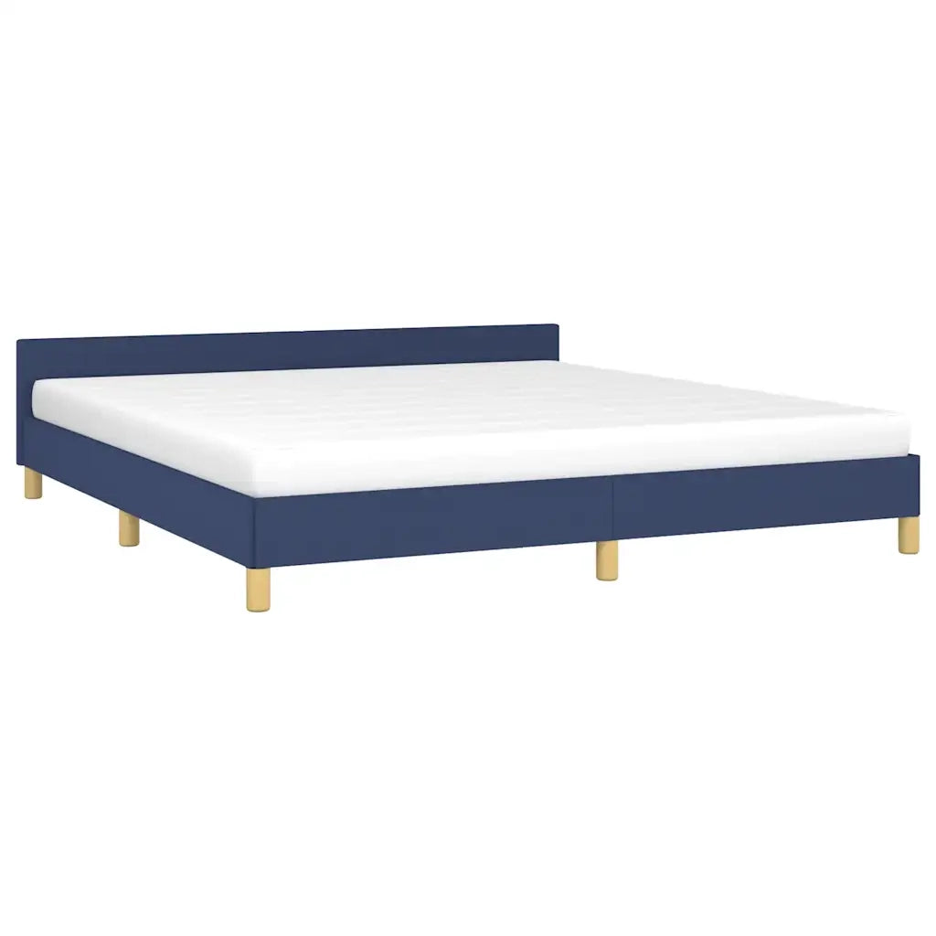 Giroletto con Testiera senza Materasso-Struttura Letto Blu 180x200 cm Tessuto