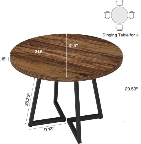 Tavolo da pranzo 80 cm in MDF e metallo; marrone rustico e nero