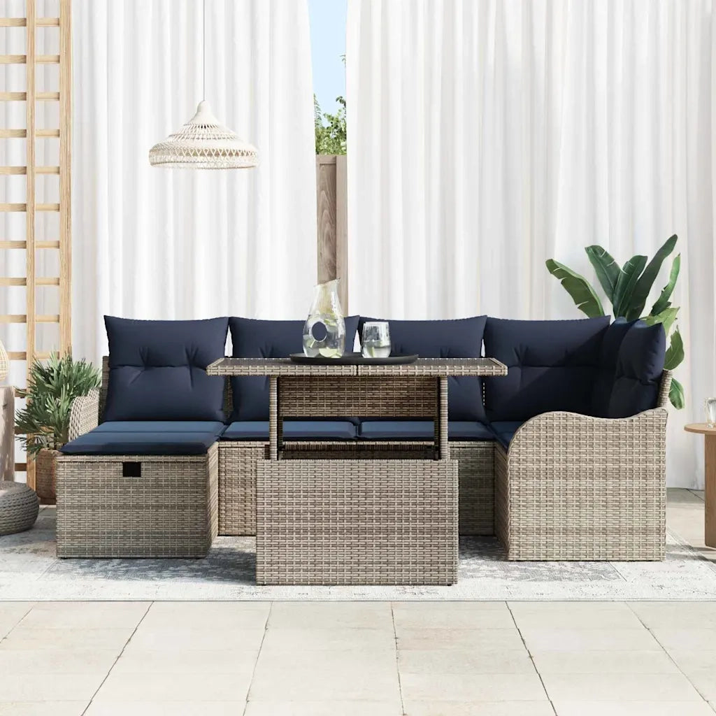 Set Divano da Giardino 7 pz Grigio polyrattan 3359722