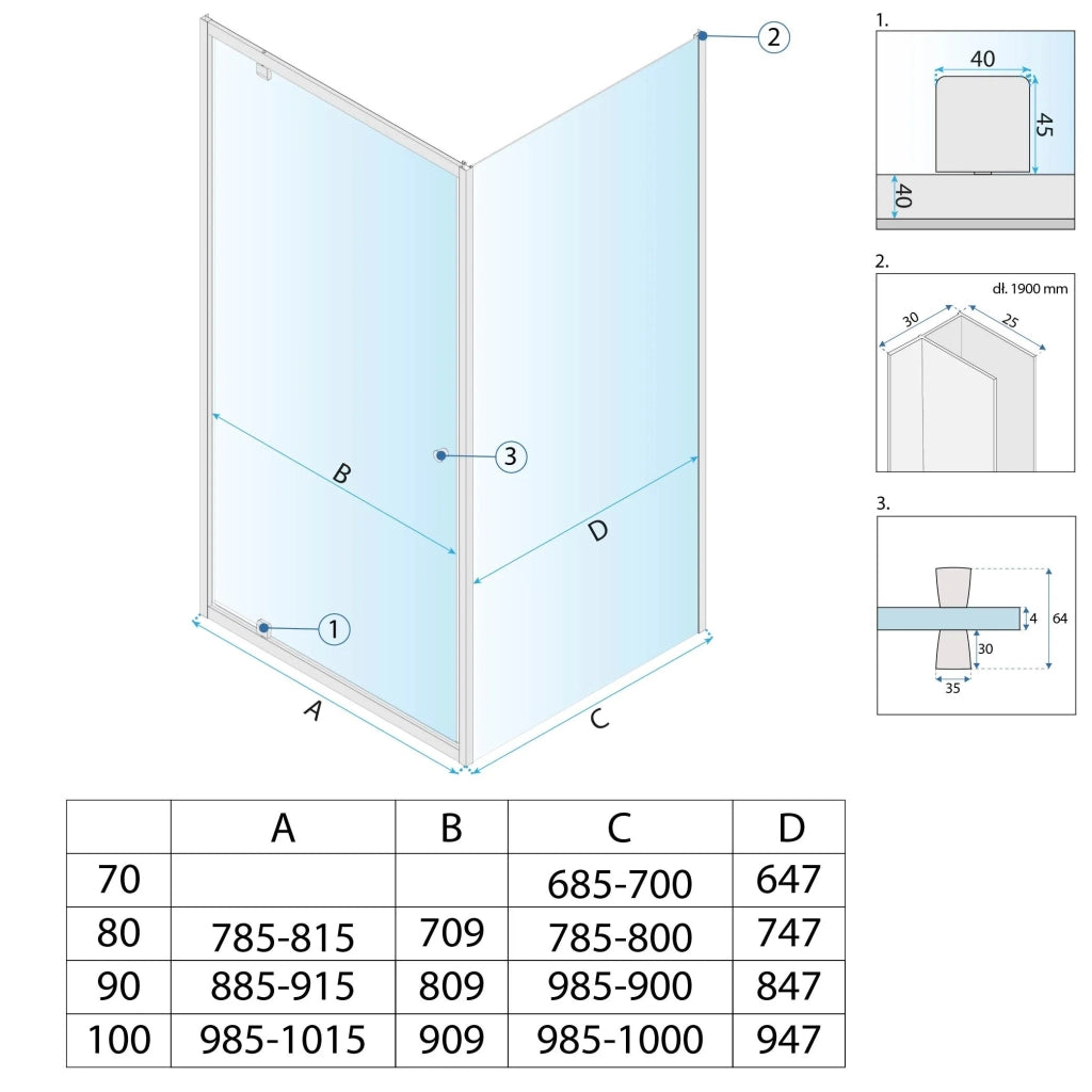 Cabina Doccia Rea Primo Swing 80x100 Chrome