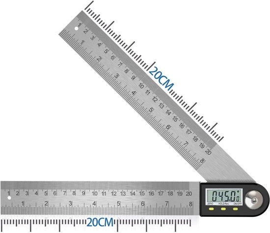 Detettore di angolo digitale (0-360°), misuratore di inclinazione digitale, angolometro in acciaio inossidabile, calibro con display LCD.