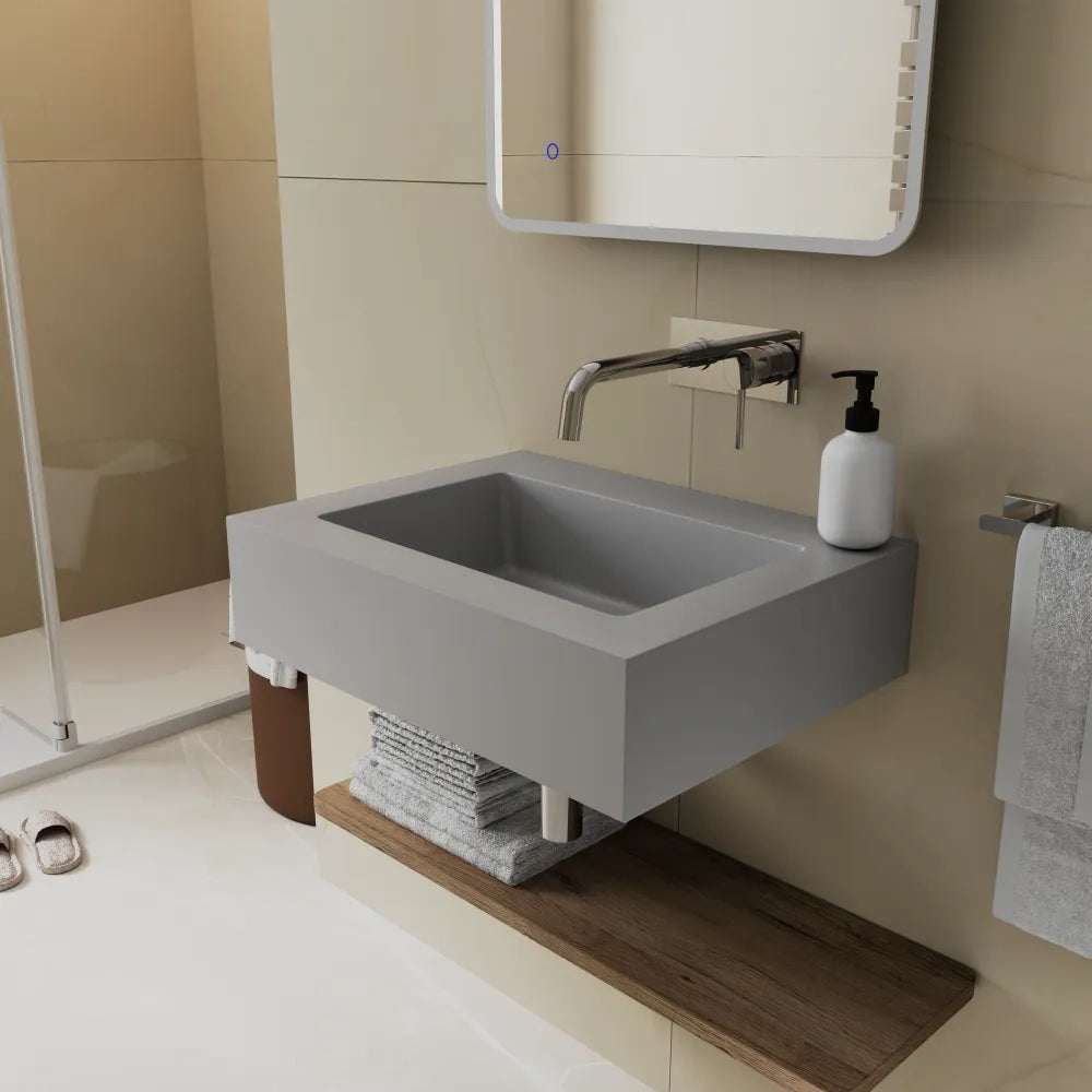Lavabo sospeso in marmoresina 80cm grigio opaco | Koro