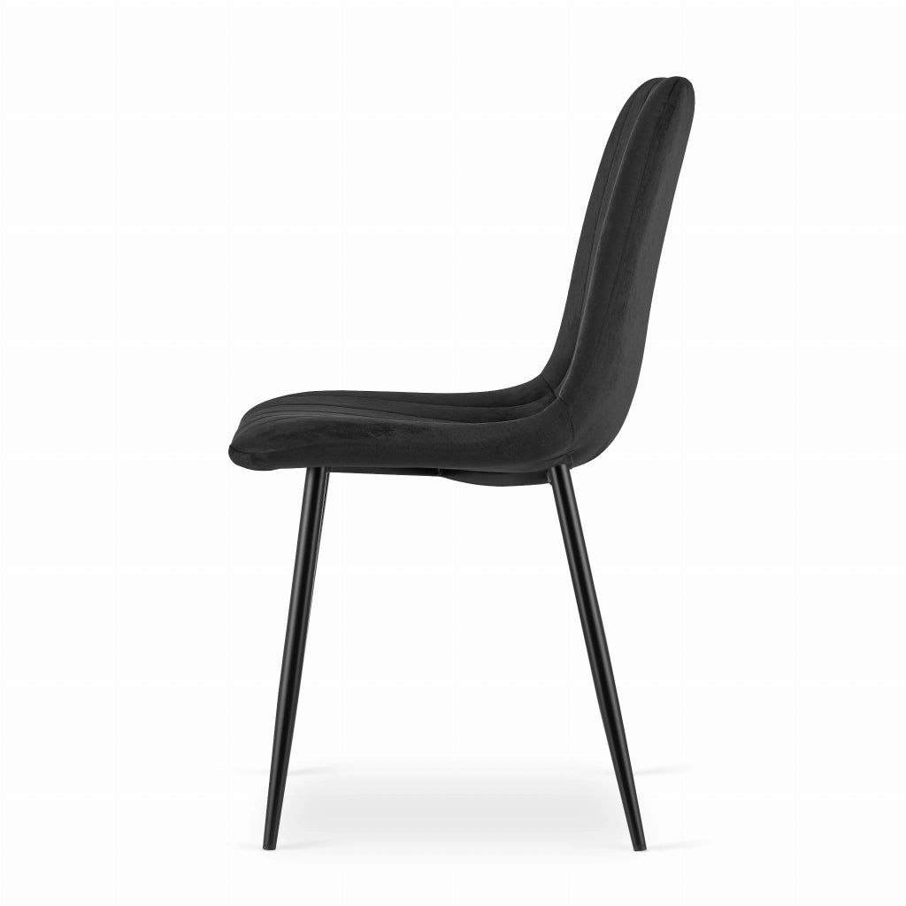 Sedia Valora JEWA in velluto nero dal design ergonomico per il soggiorno x4