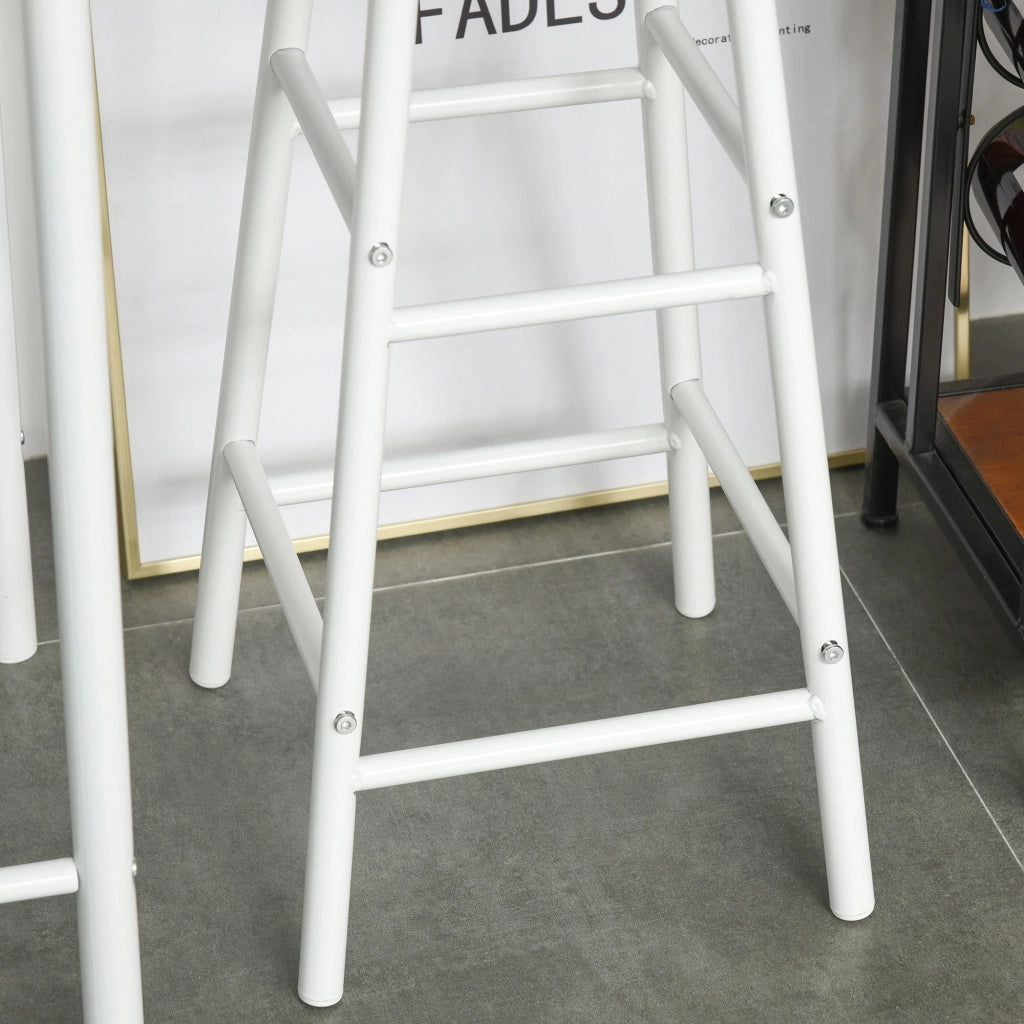 Set tavolo da bar con 2 sgabelli, struttura in metallo e pannello MDF bianco, salvaspazio