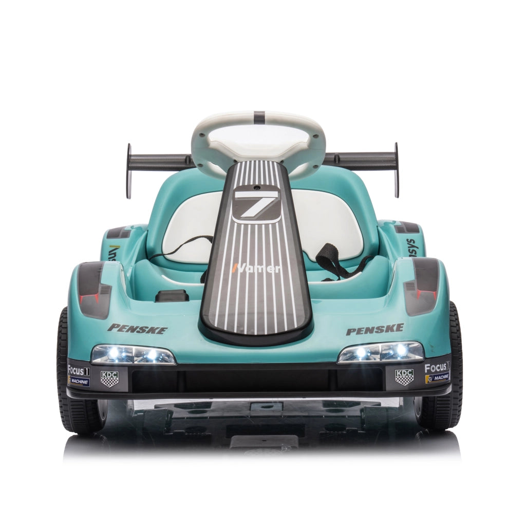 Go Kart Elettrico per Bambini 12V con Telecomando Macchina Cavalcabile a Batteria Verde con Musica e Luci LED 81x50.5x45 cm