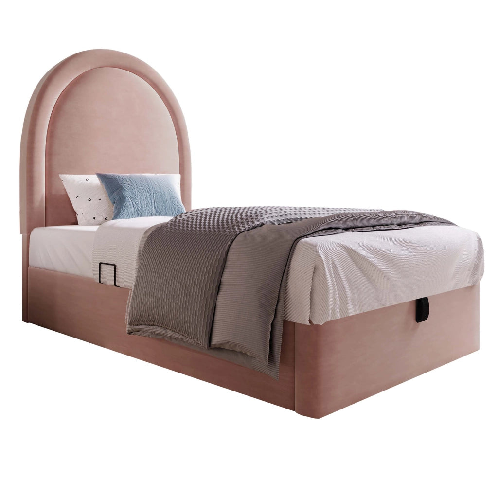 Letto singolo imbottito rosa 90x200 con materasso