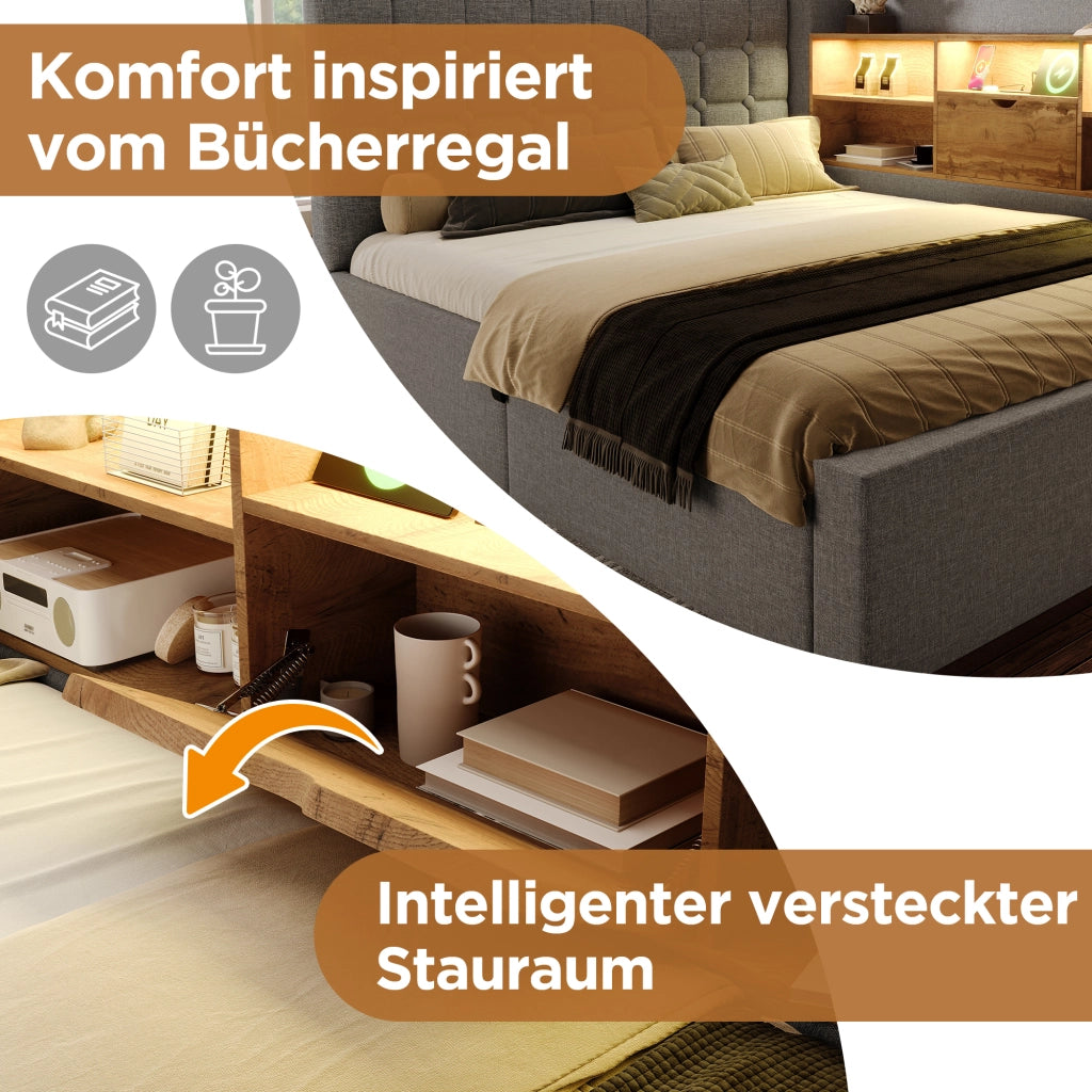 letto imbottito lino grigio 90x200 cm