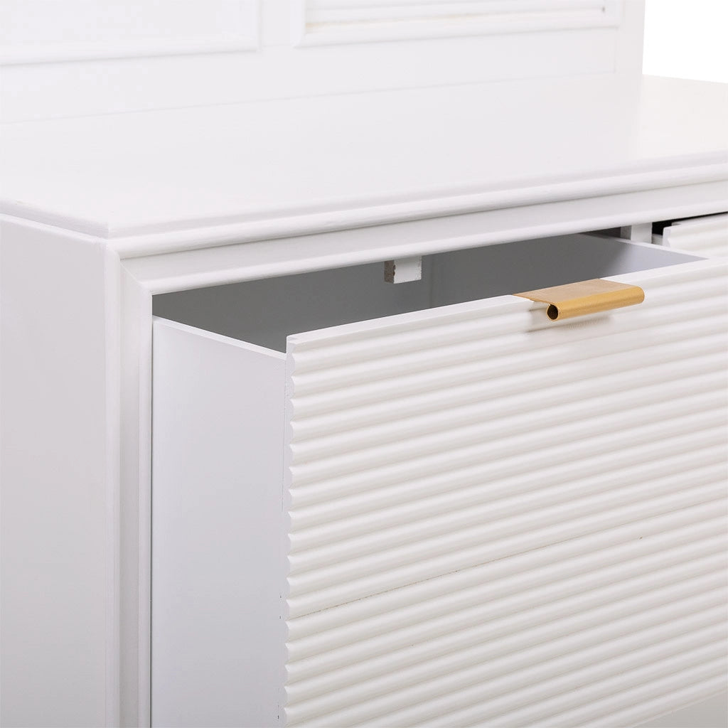 Mobile da ingresso in legno con specchio bianco 95x7x190h - 90x41x47h