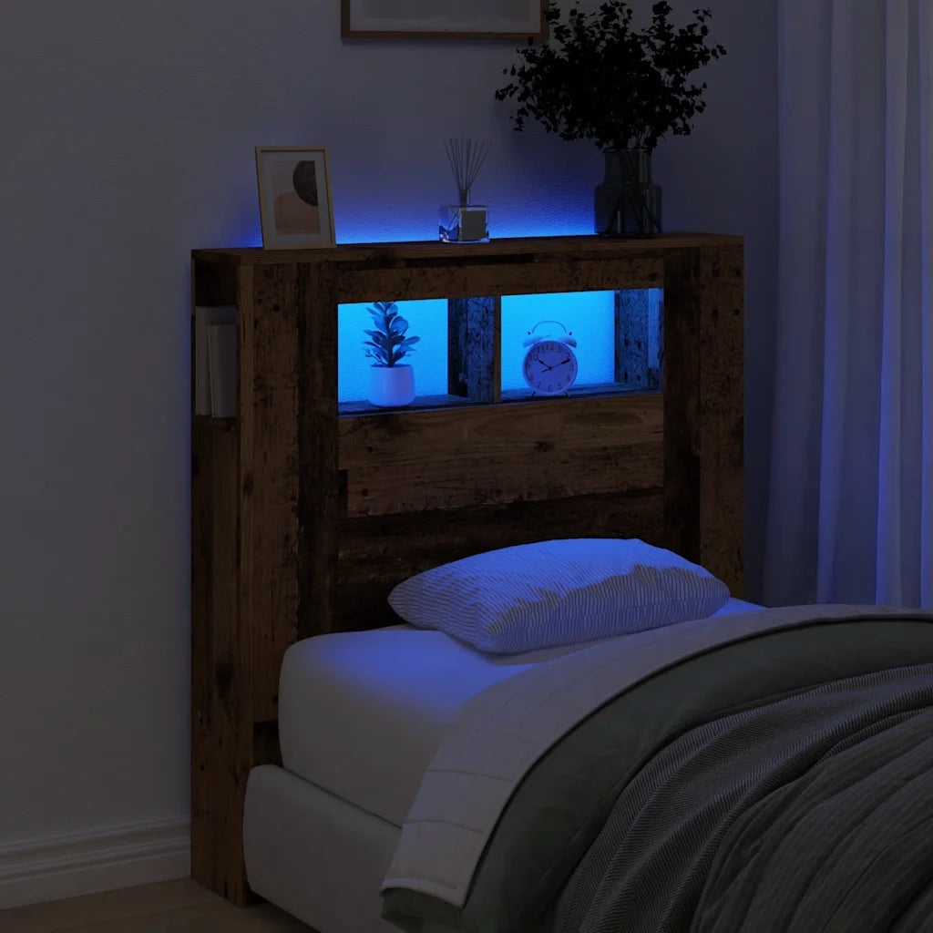 Testiera | Testata LED Legno Antico 100x18,5x103,5 cm Legno Multistrato