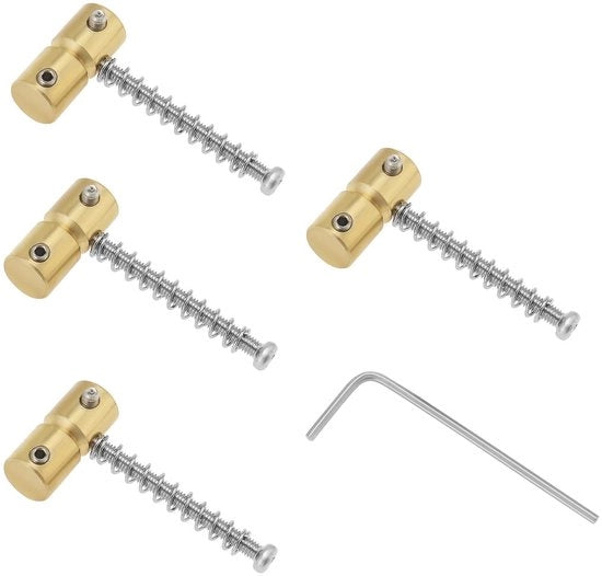 Corona d'oro - Kit di sostituzione per ponte - Materiale: rame - Spaziatura tra le corde: 20mm - 4 corde - Ideale per chitarra basso jazz