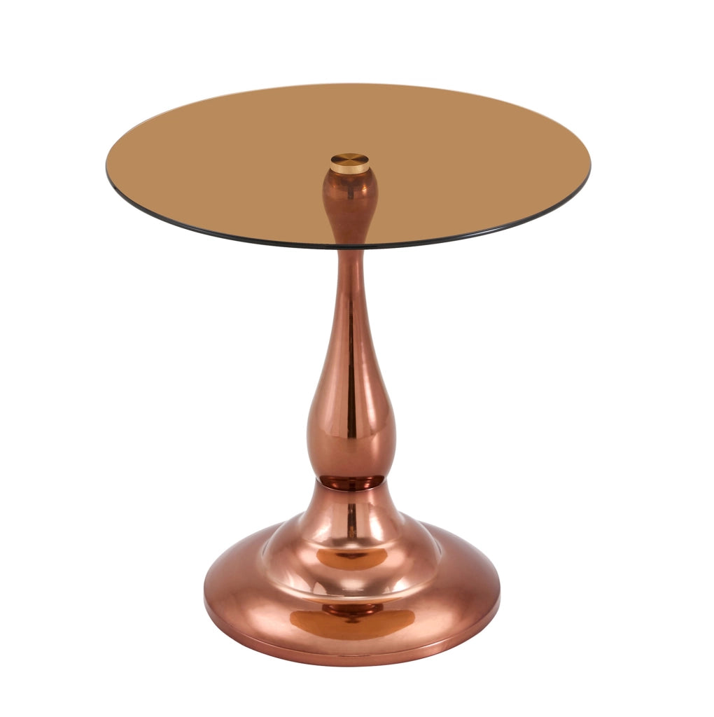 Tavolino rotondo in vetro Ø 50 cm con base in metallo marrone HOMVRA