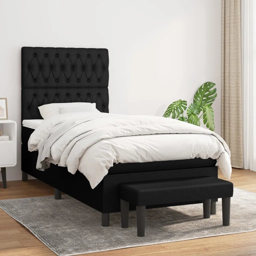 Giroletto a Molle con Materasso Nero 90x190 cm in Tessuto