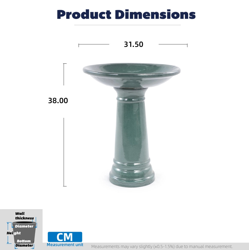 ABBEVERATOIO per Uccelli in Ceramica  31,5 cm Verde Scuro
