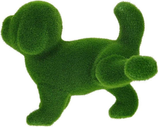 Figura decorativa per cani per giardino, casa e ufficio - Figura di erba, decorazione, mini animale, erba sintetica, muschio - Ornamento animale - Decorazione per giardino con accessorio festivo