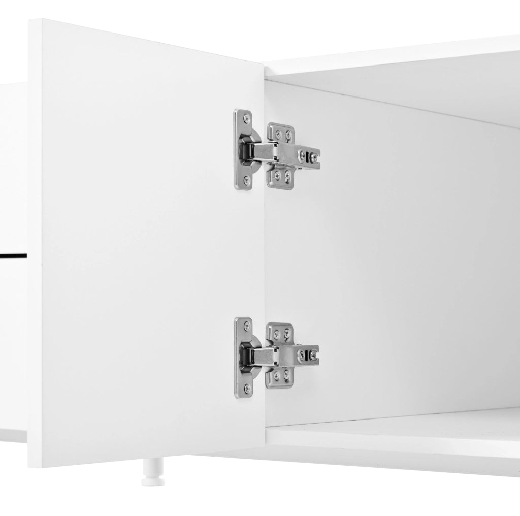 Set mobili soggiorno con mobile TV 180 cm e tavolino 100 cm bianco HOMVRA