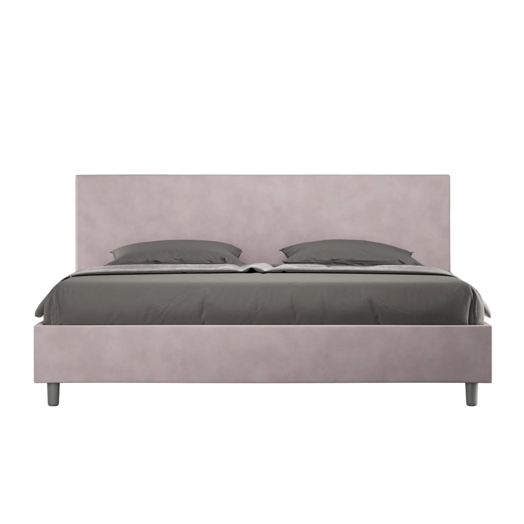 BS COM Letto matrimoniale king size contenitore imbottito 200x210 microfibra glicine