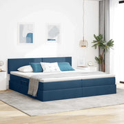 Letto con contenitore e materasso con testiera Blu 200 x 200 cm 3370472