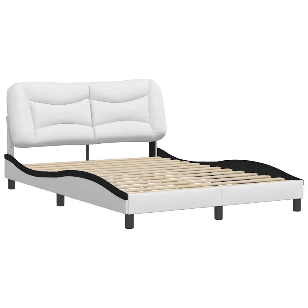 Giroletto senza Materasso-Struttura Letto Hvar Bianco e Nero 140x190 cm in Similpelle