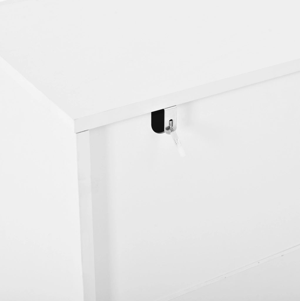 Mobile 2 in 1 scarpiera e sideboard 120x35,5x80 cm in MDF e truciolare bianco