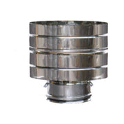 MARAL 20-25 DP Terminale Paravento Inox Doppia Parete con Isolamento in Lana di Roccia 25 mm Acciaio Inox AISI 316L-V2 Interno AISI 304 Esterno Finitura Lucida Protezione Antivento Laterale colore Acciaio