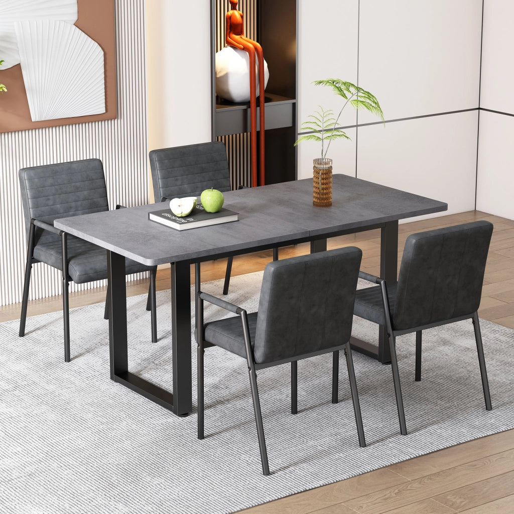 TAVOLO DA PRANZO rettangolare stile industriale nero e grigio