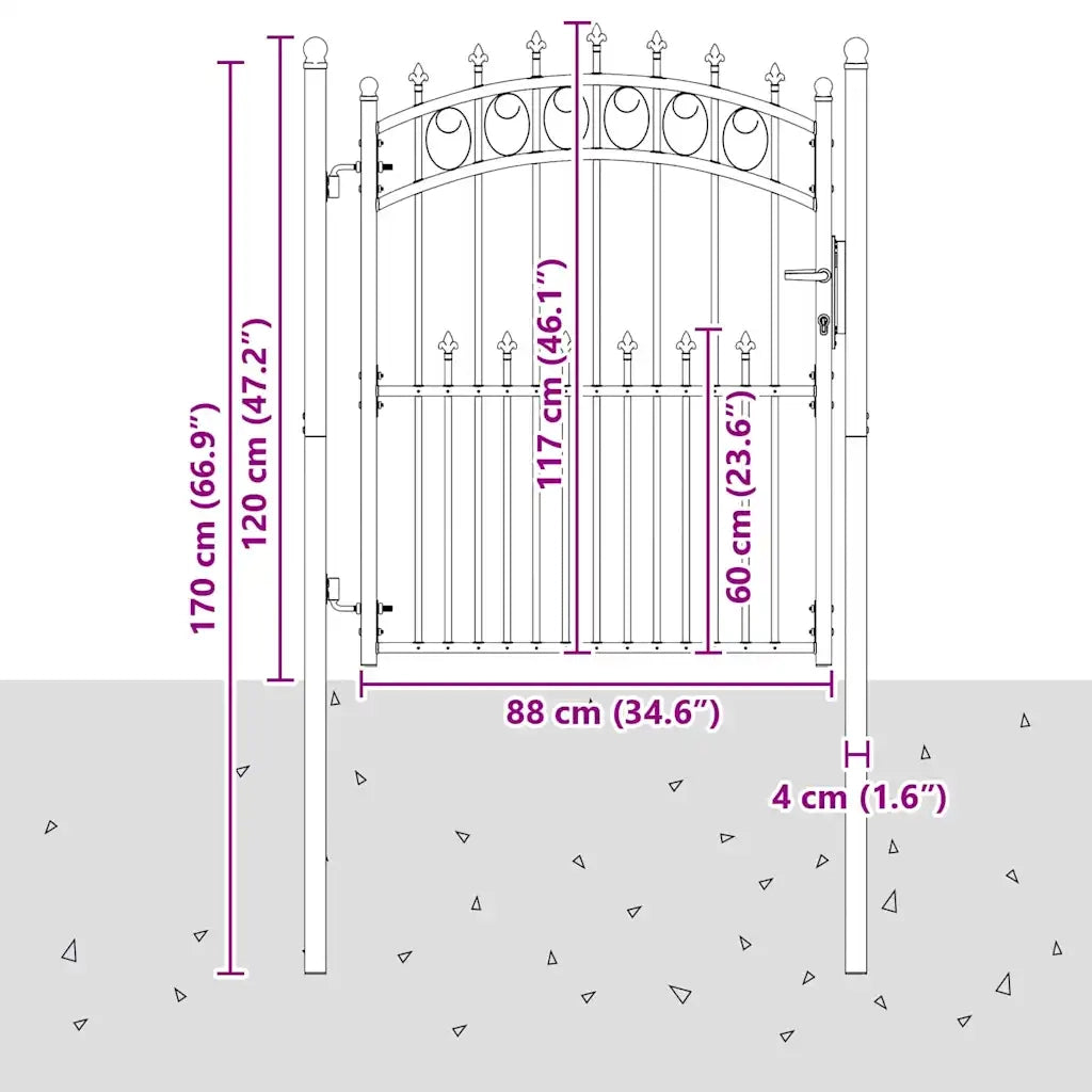 Cancello della recinzione con punte EMMEN 150 x 100 cm 42009004