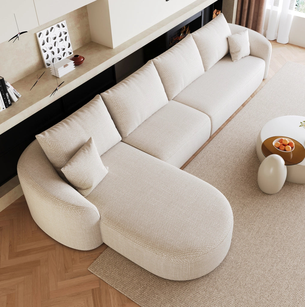 Divano angolare modulare a L 336x168x85 cm in tessuto bianco senza montaggio