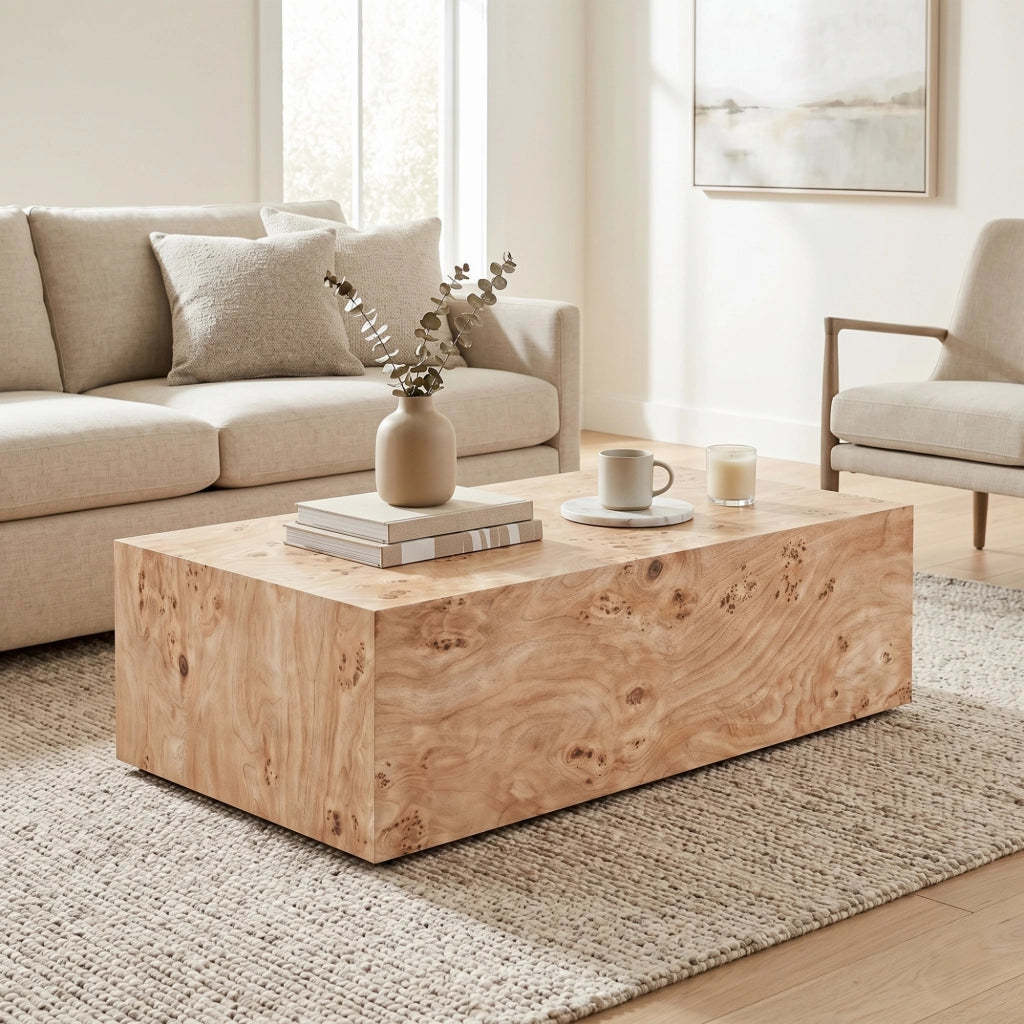 Tavolino basso fisso in MDF effetto legno con superficie liscia per soggiorno 100 × 59.5 × 38.0 cm