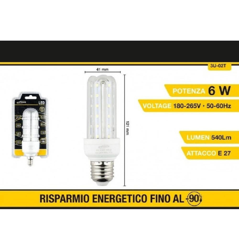 Trade Shop - Lampadina Led E27 3u 6 W Luce Fredda 6500k Naturale 4000k Calda 3000k 36d 3u02t - -bianco Freddo      -