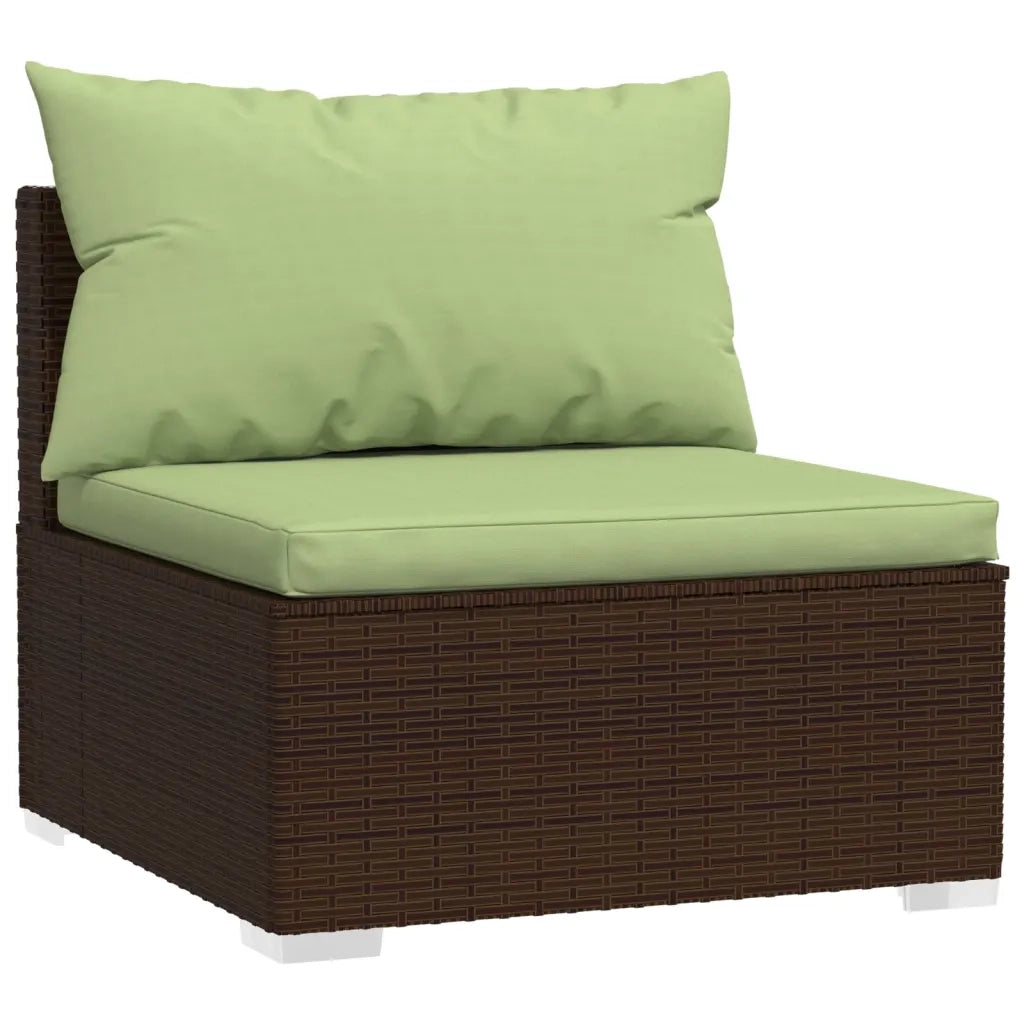 Set Divani da Giardino 9 pz con Cuscini in Polyrattan Marrone 3102764
