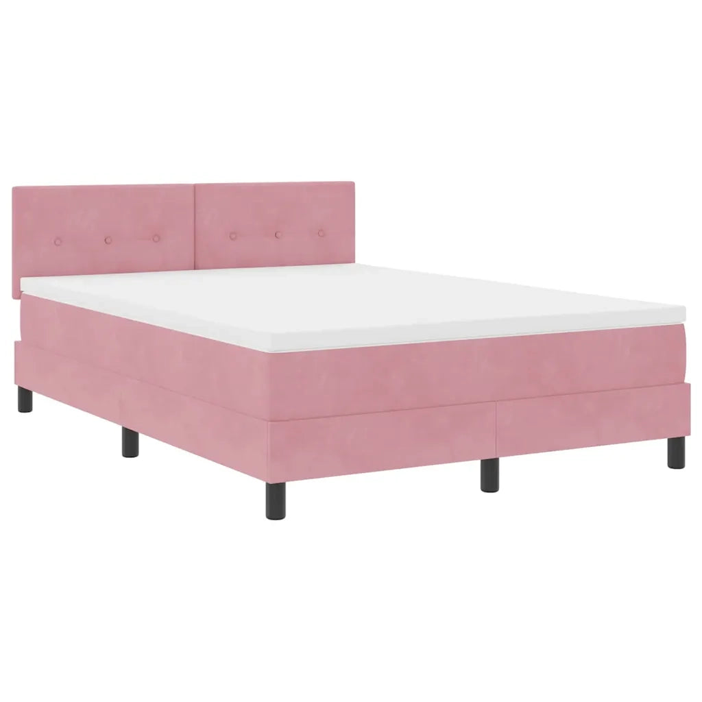 Letto a Sorgente LED con materasso Rosa 160 x 200 cm Velluto