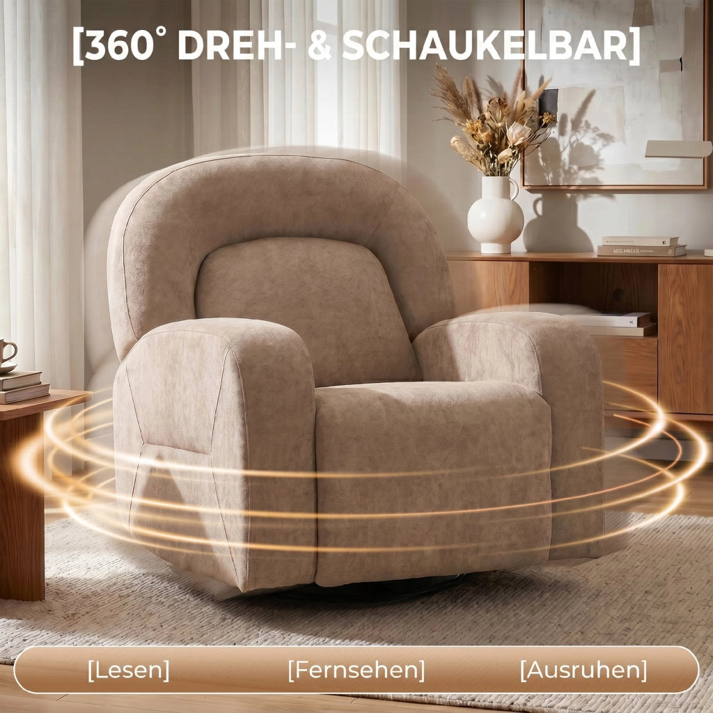 Poltrona Relax Massaggiante Girevole ¨C Zephmum ¨C Tessuto Velluto Grigio Khaki