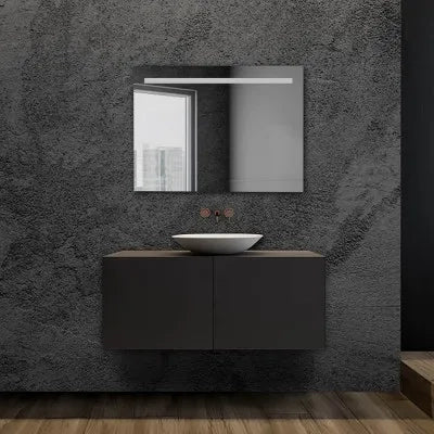 Specchio bagno 90x60 cm con fascia LED superiore bianco naturale