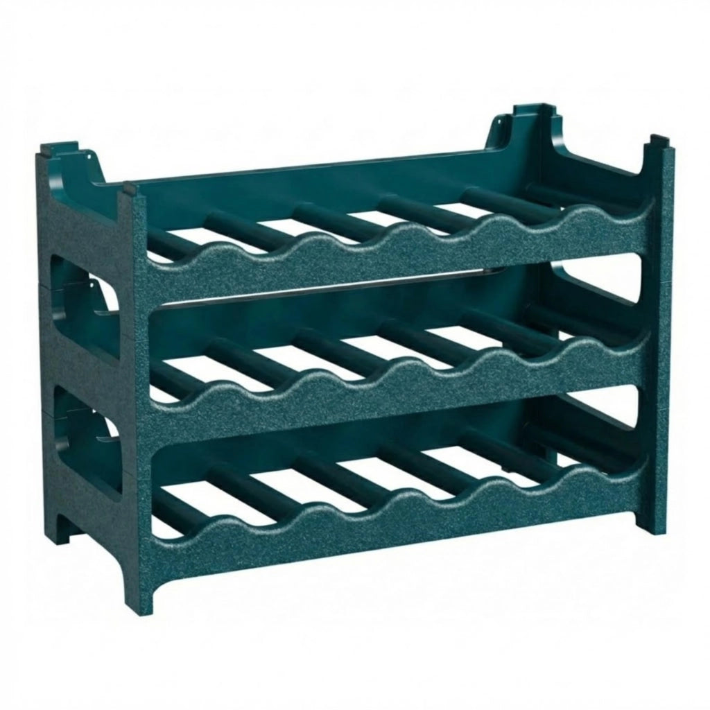 CookandSupply x TheWV Cantinetta Vino in Plastica Modulare Impilabile, Portabottiglie Effetto Pelle Martellata, 6 Bottiglie per Modulo, Scaffale Portavino Salvaspazio - Verde Petrolio, 18