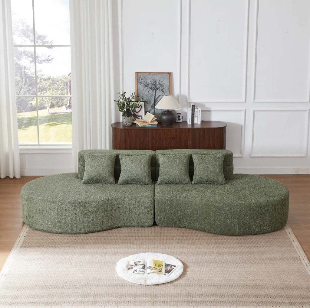 Divano modulare in schiuma 310 cm, 2 pezzi, rivestimento in tessuto Teddyfleece rimovibile e lavabile, design moderno minimalista