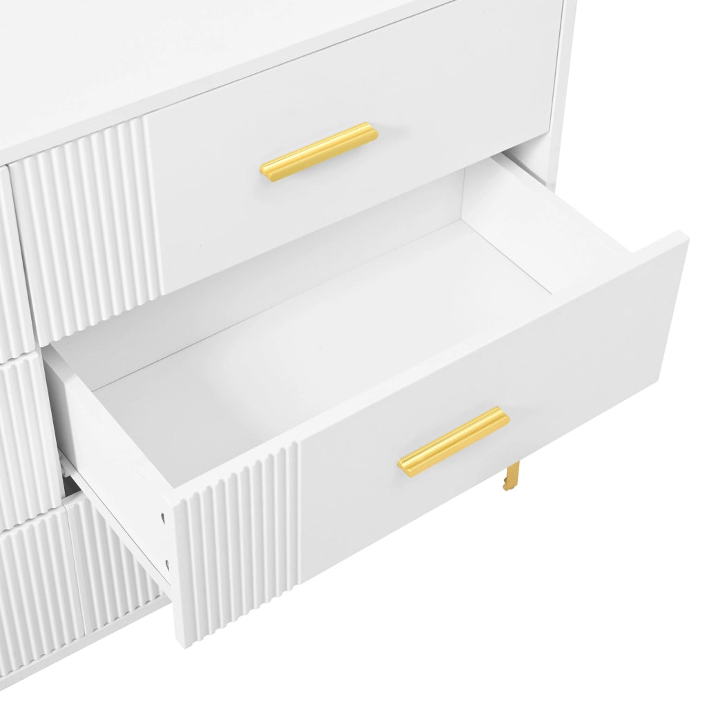 Cassettiera 6 cassetti 120x40x76 cm bianca in MDF HOMVRA