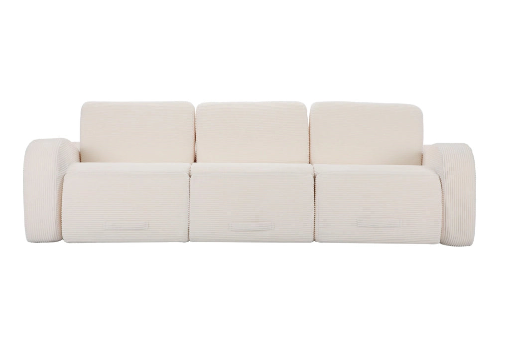 Divano modulare Cloud Couch in tessuto vellutato beige con funzione letto