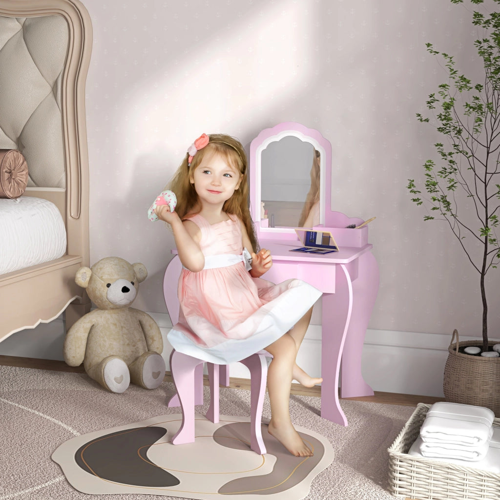 Scrivania con specchio e cassetti per bambini ¨C Minimal ¨C rosa