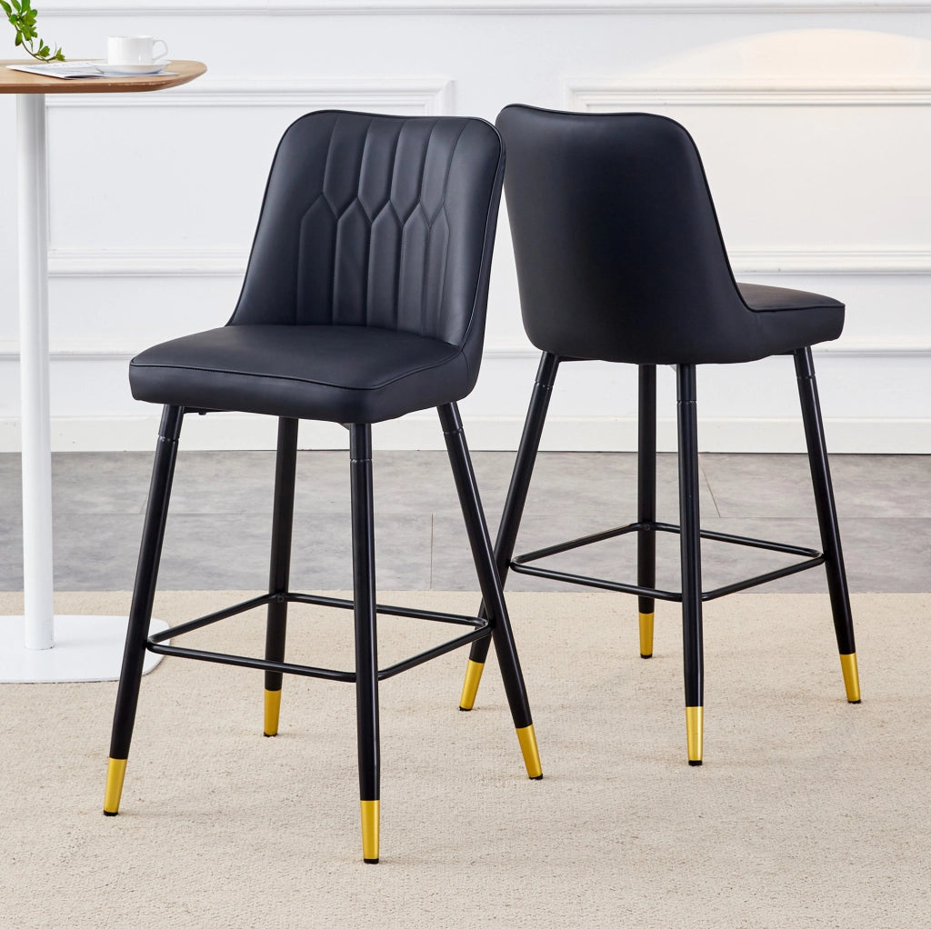 Set di 2 sgabelli da bar alti 100 cm in PU nero con struttura metallica nera e poggiapiedi ergonomico