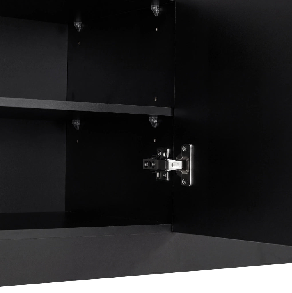 Garderoba compatta con specchio, panca, appendiabiti e luci LED regolabili, MDF nero 100x35x180 cm