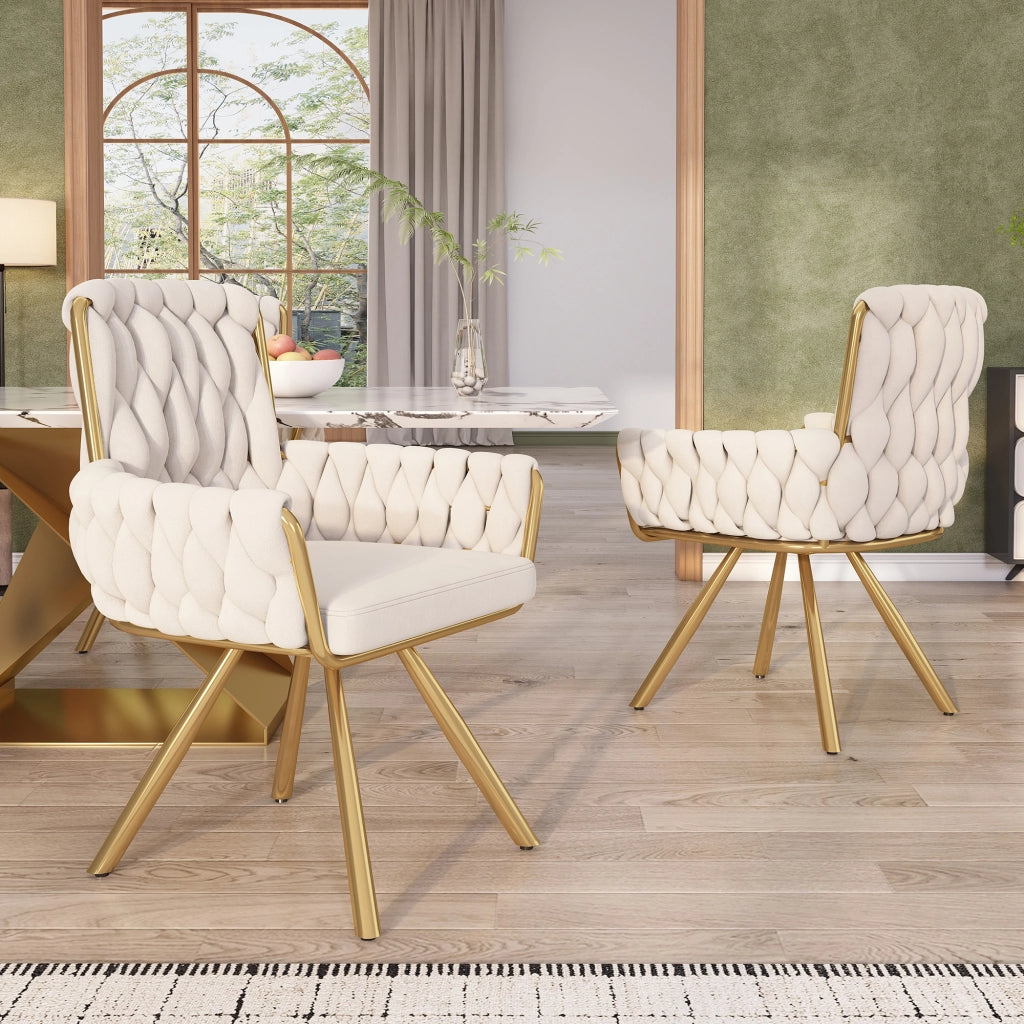 Sedia da Pranzo Girevole in Velluto ¨C Xylo ¨C Set 4 Pezzi, Gambe in Metallo, Beige