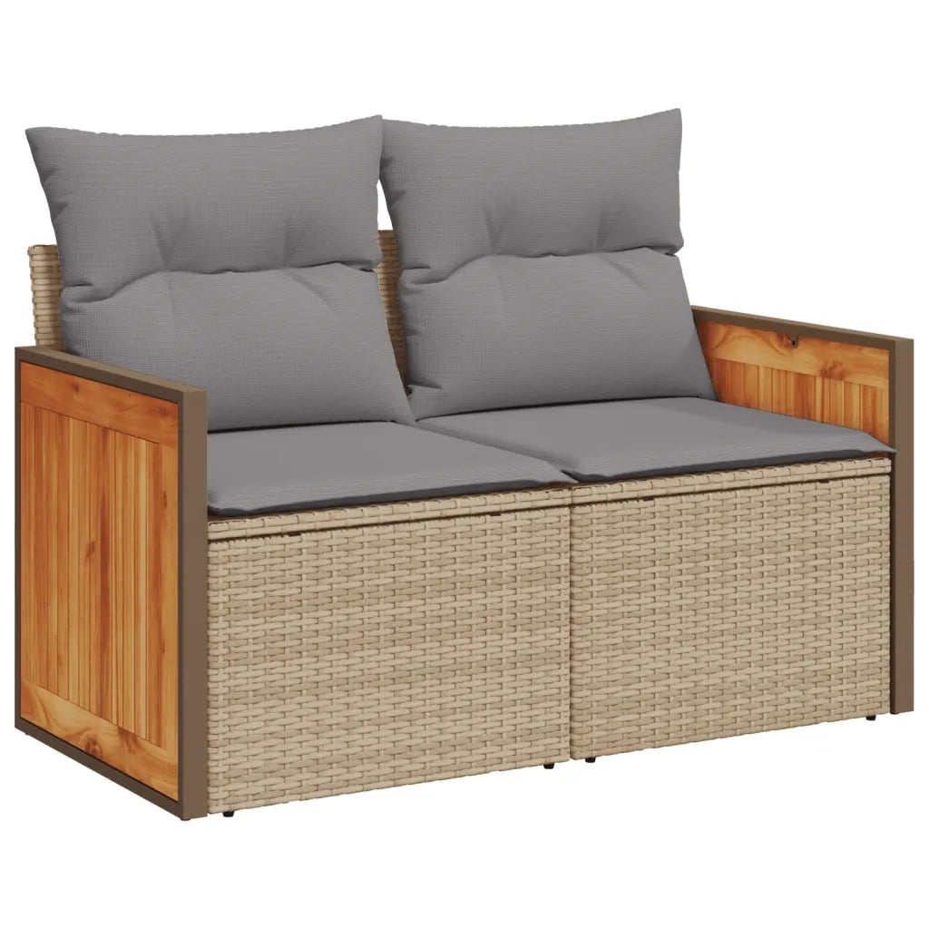 Set Divano da Giardino 9 pz con Cuscini Beige in Polyrattan 3227935