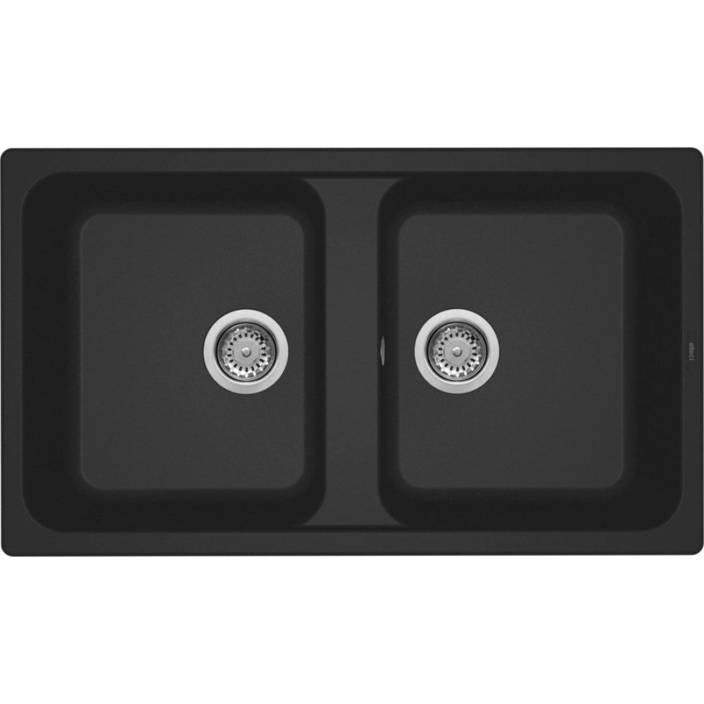 Lavello da incasso 2 vasche 86 x 50 cm finitura granitek nero 40 life 500 elleci lg245040