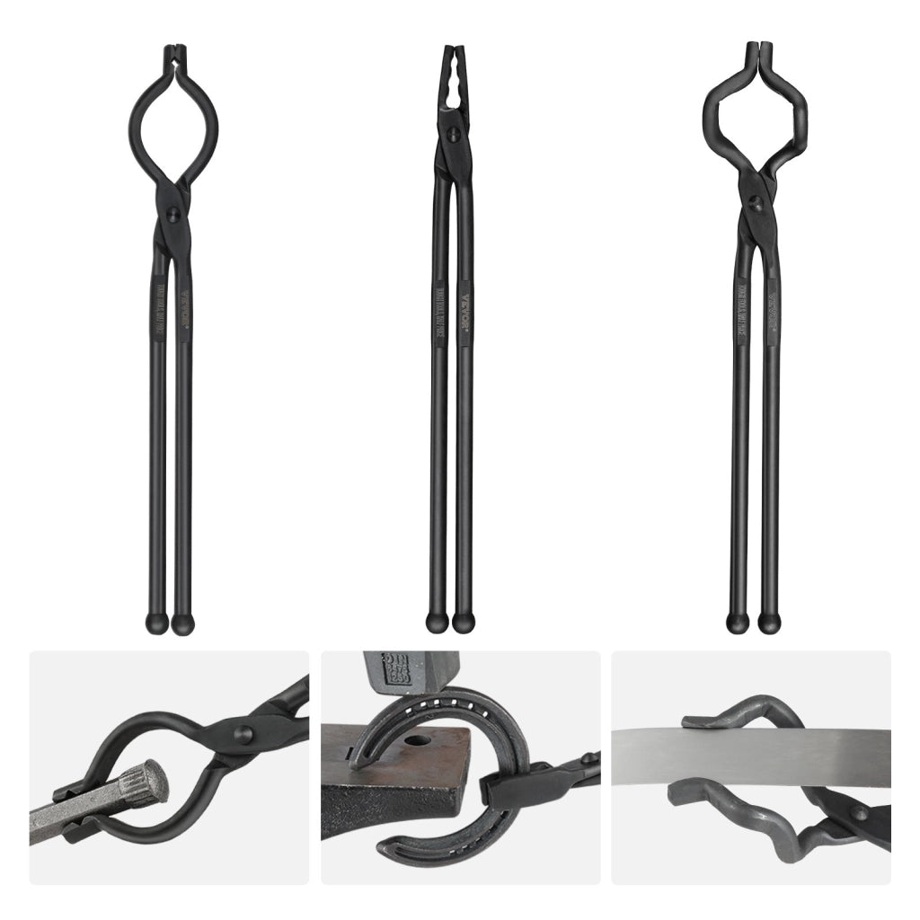 Pinze da Fabbro 3 Pezzi 46 cm in Acciaio al Carbonio Manico Lungo Pinza Forgiata 3 Stili, Pinza Tenaglia da Fabbro Lunghezza Totale da 46cm, Pinza da