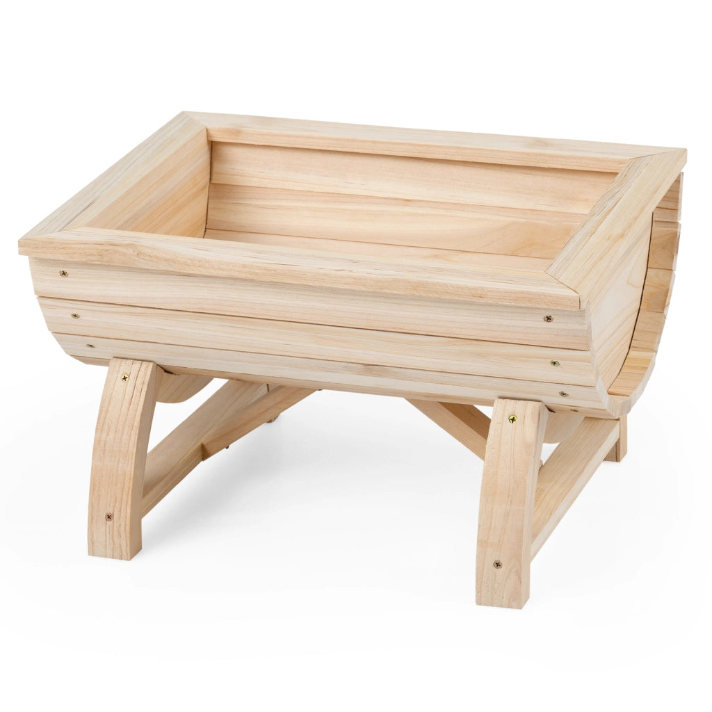 Set di 2 portavasi in legno massello con robuste gambe di sostegno e foro di drenaggio integrato, Fioriera da esterno ed interno