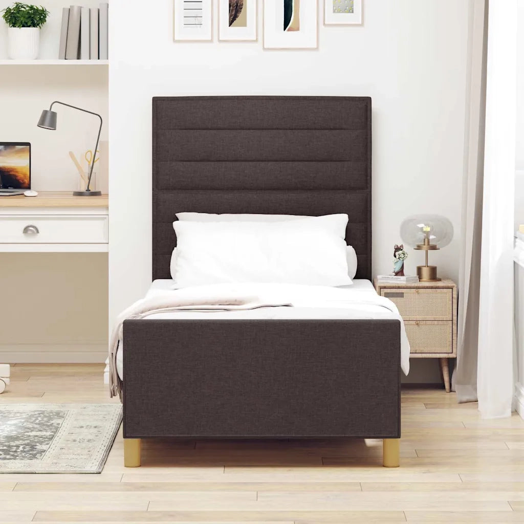 Struttura del letto Marrone scuro 90 x 200 cm Tessuto