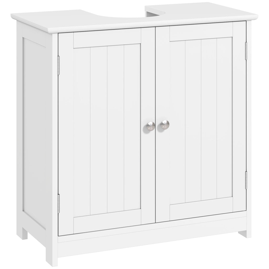 Mobile sottolavabo con 2 ante e ripiano, 60x30x60 cm, legno bianco