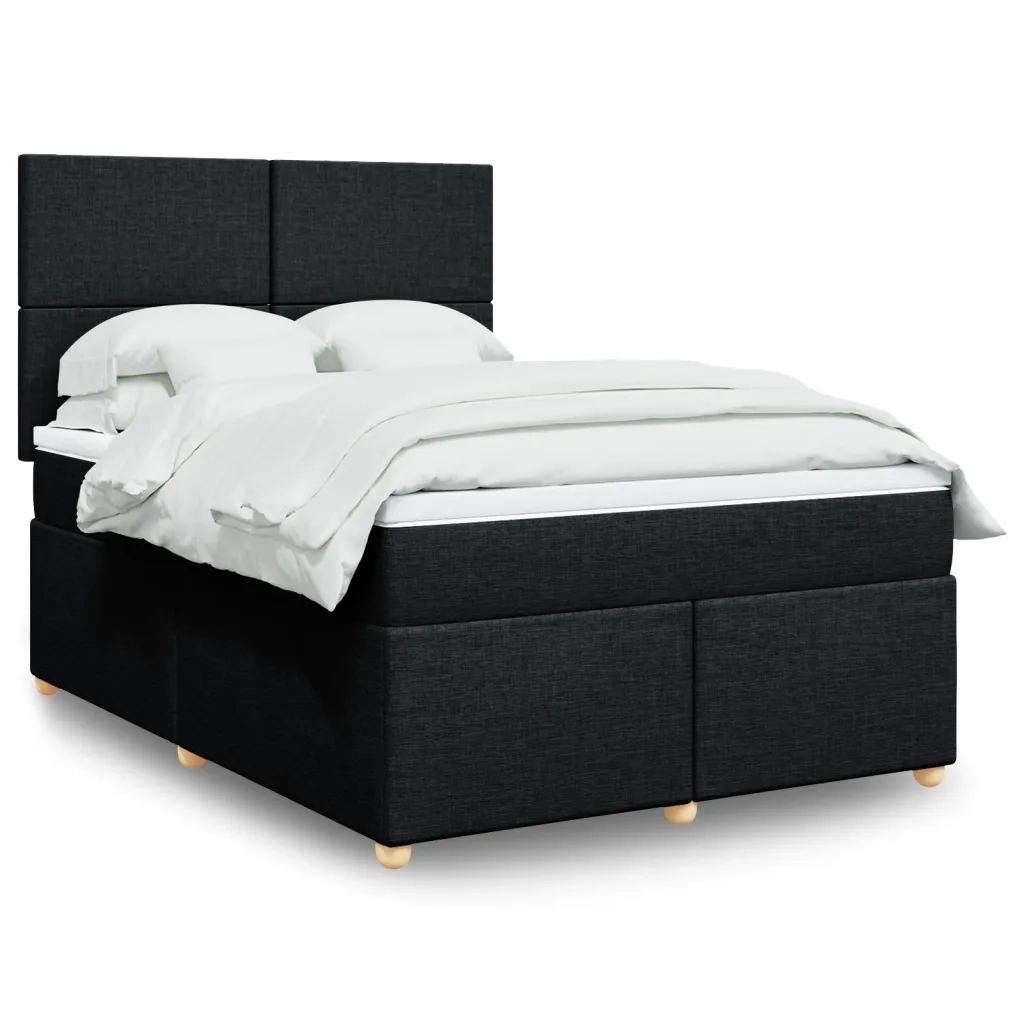 Giroletto a Molle con Materasso Nero 160x200 cm in Tessuto