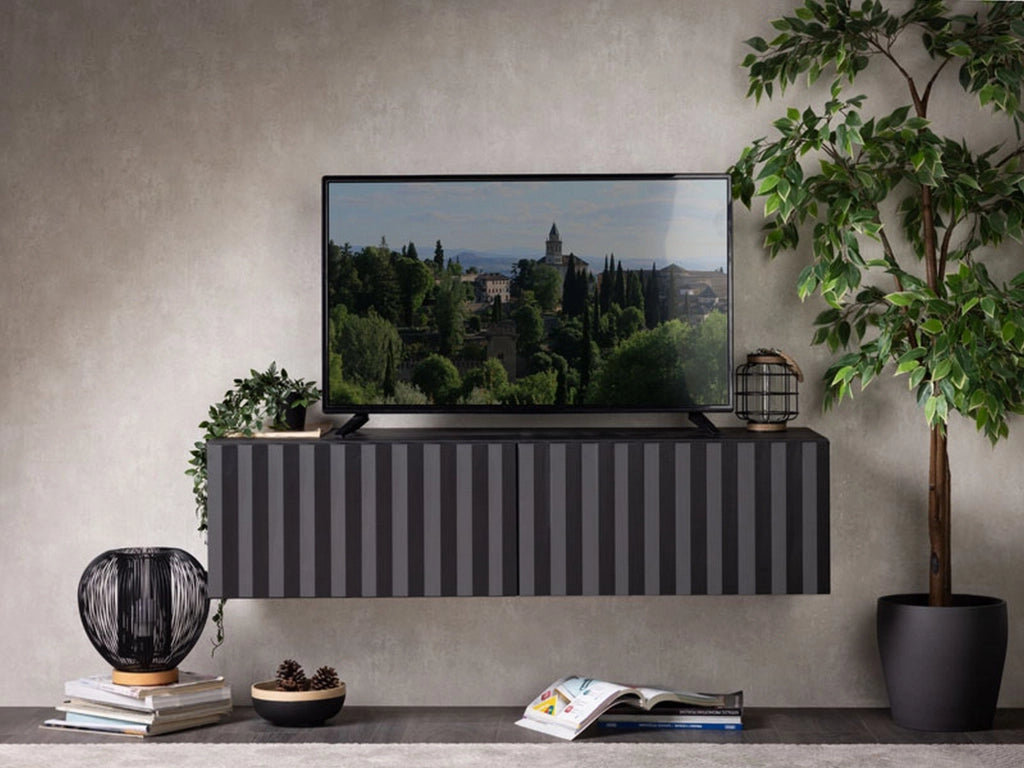 Vetto, Mobile Porta tv un Ripiano, 128x42x32h cm Nero